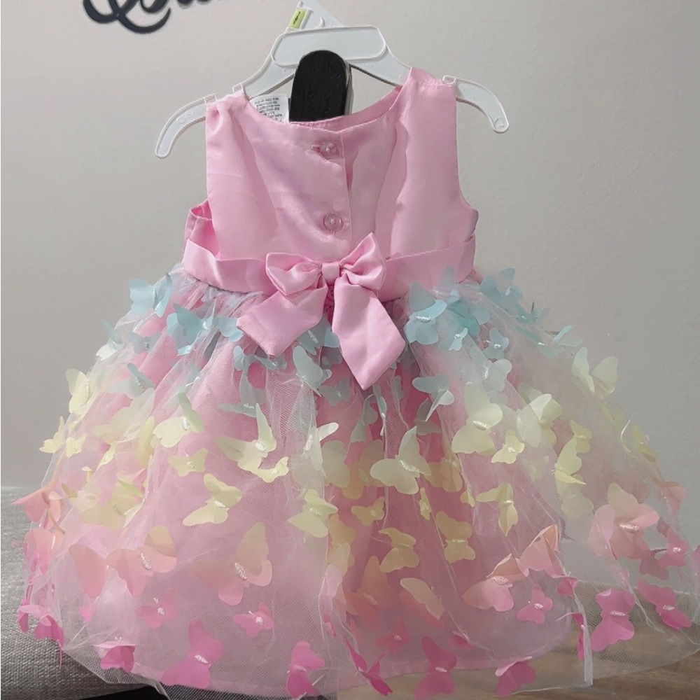 Blueberi Boulevard Pink and Pastel Butterfly Dress